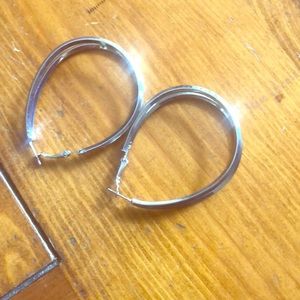Silver double loop earrings -never been worn
